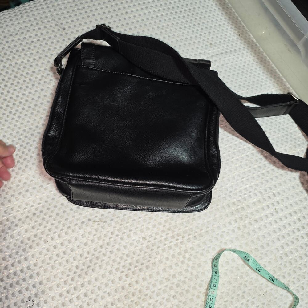 ALDO UNISEX BLACK LEATHER MESSENGER CROSSBODY BAG
